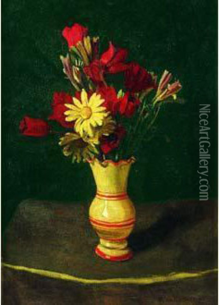 Marguerites Jaunes, Tapis Jaune Oil Painting - Felix Edouard Vallotton
