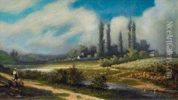 Landschaft Mit Aufziehenden Wolken Oil Painting - G. Geymuller
