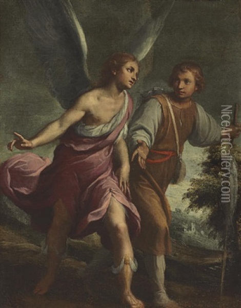 Tobias And The Angel Oil Painting - Claudio Ridolfi