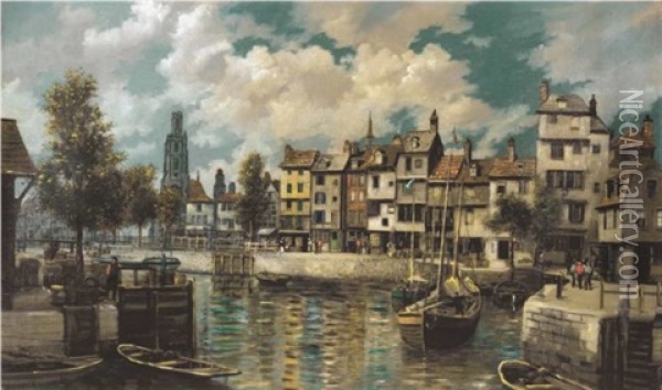 Dutch City View Oil Painting - Johann Christoph Frisch