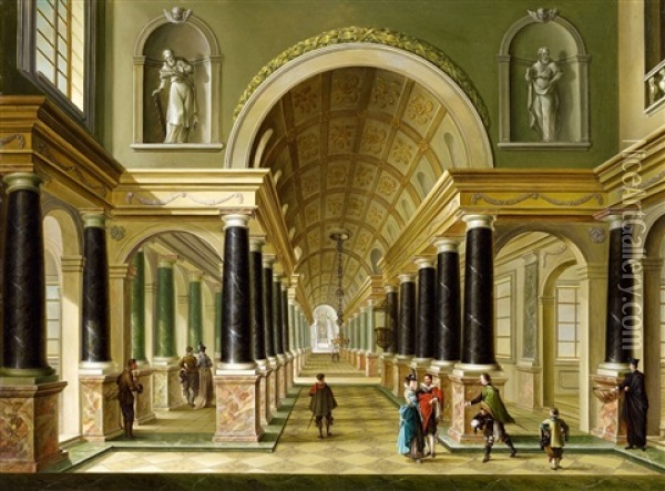 A Church Interior Oil Painting - Johann Ludwig Ernst Morgenstern