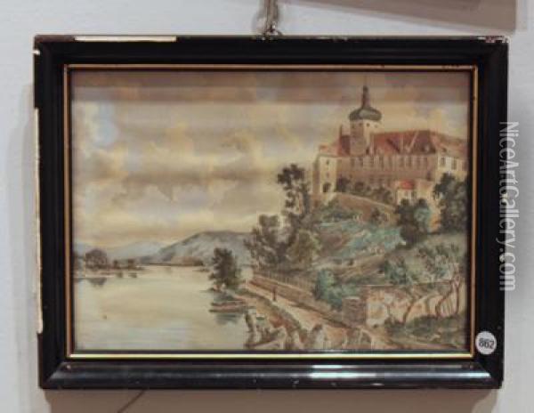 A View Of Schonau Castle At The Danube Oil Painting - Vincenz Hawlicek