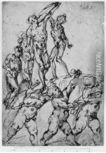 Studies Of Nudes And Putti Oil Painting - Bartolomeo Passarotti