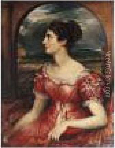 Portrait Of Miss Puxley Oil Painting - John Linnell