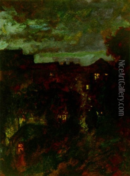 Berlin By Night Oil Painting - Emil Orlik