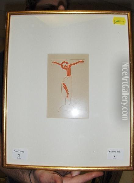 14 Crucifix (final State) Wood Engraving, Edition Of 400 Oil Painting - Eric Gill