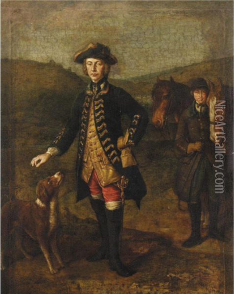 A Gentleman And His Dog Oil Painting - David Morier