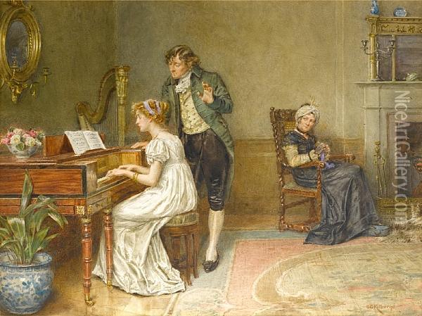 The Music Lesson Oil Painting - George Goodwin Kilburne