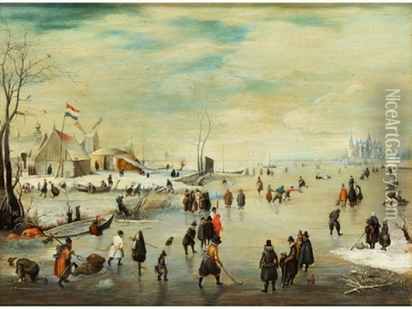 Eisvergnugen Oil Painting - Hendrick Avercamp