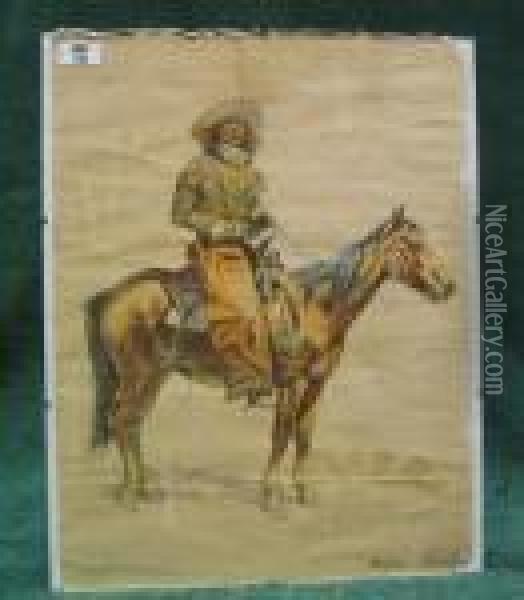 Arizona Cowboy Oil Painting - Frederic Remington