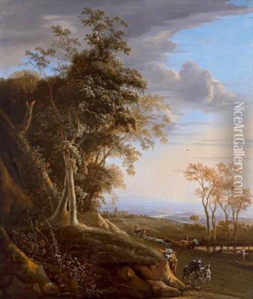 Scuola Del Xviii Secolo Paesaggio Con Capre Oil Painting - Jacob Philipp Hackert