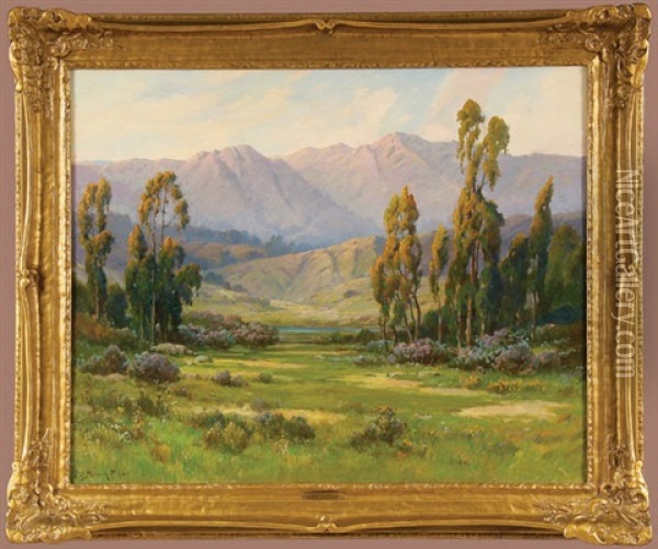 Expansive California Mountainous Spring Landscape Oil Painting - Alexis Matthew Podchernikoff