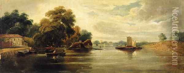 A View of the Thames Looking towards Battersea Oil Painting - John Varley