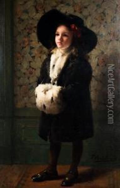 Portret Van De Kleine Mena Michiels Oil Painting - Frans Mortelmans