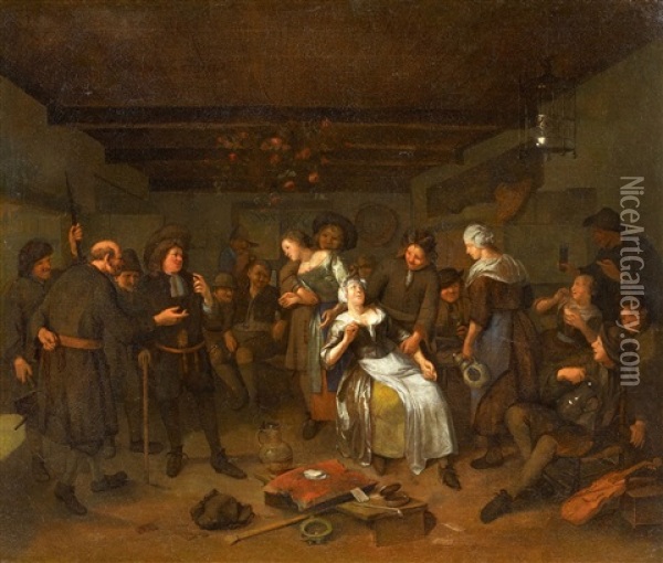 Merry Company In An Interior Oil Painting - Richard Brakenburg