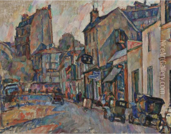 Paris Street Scene Oil Painting - Abraham Manievich