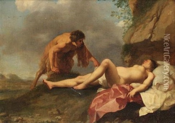 Jupiter And Antiope Oil Painting - Cornelis Van Poelenburgh