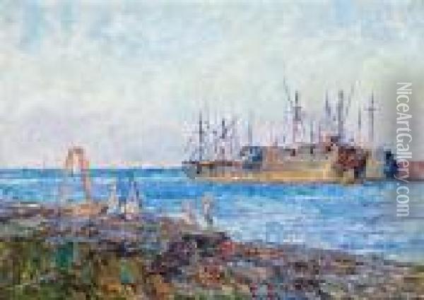 Ships, Williamstown Oil Painting - Frederick McCubbin