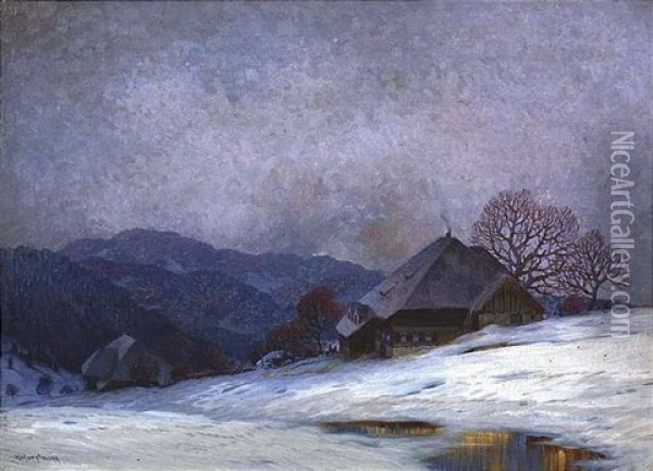 Verschneite Winterlandschaft (bernau Im Schwarzwald?) Oil Painting - Karl Hauptmann