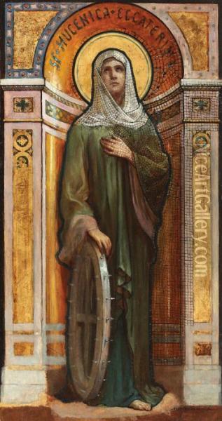 St. Catherine Oil Painting - Nicolas Vermont
