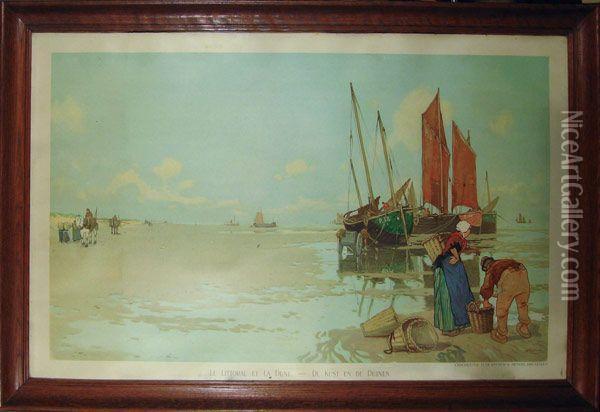 Le Littoral Et La Dune Oil Painting - Hendrick, Henri Cassiers