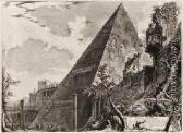 Piramide Di C. Cestio, From Vedute Di Roma Oil Painting - Giovanni Battista Piranesi