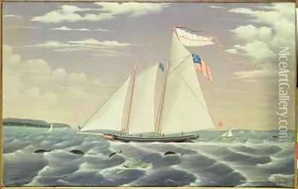 Schooner 'Lewis R. Mackey' Oil Painting - James Bard