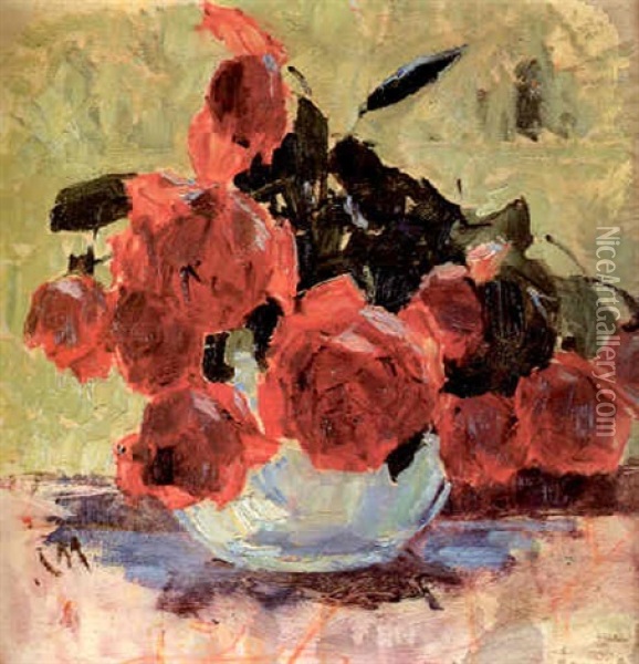 Rosen Oil Painting - Carl Moll