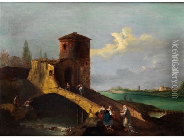 Landschaft Der Po-ebene Oil Painting - Giovanni Battista Cimaroli