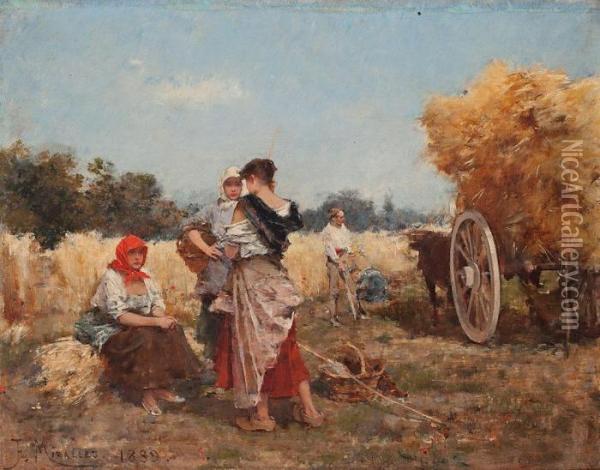 Campesinas Oil Painting - Francisco Miralles Galup