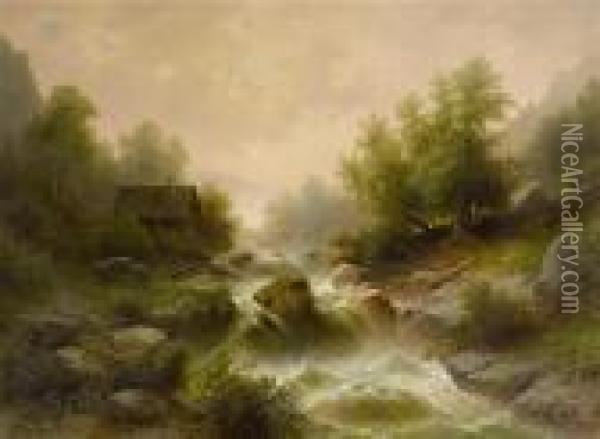 Stream In The Alps Oil Painting - Albert Rieger