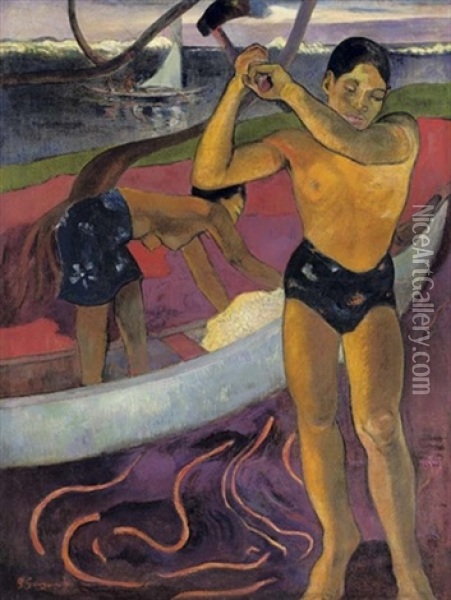 L'homme A La Hache Oil Painting - Paul Gauguin