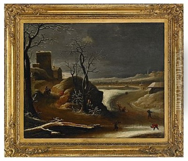 Vinterlandskap Oil Painting - Jan Abrahamsz. Beerstraten