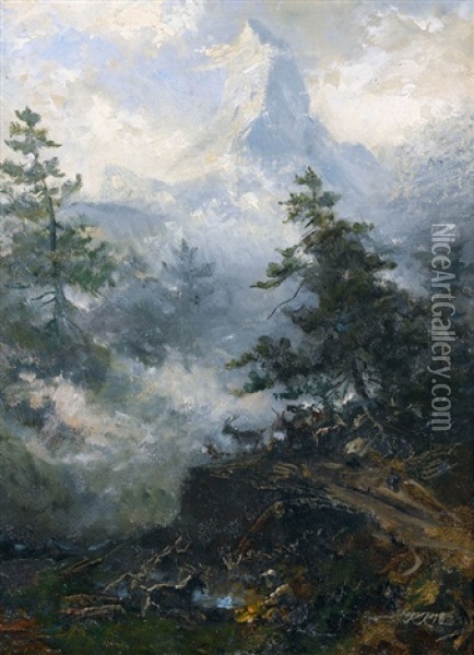 Geissen Vor Dem Matterhorn Oil Painting - Raphael Ritz