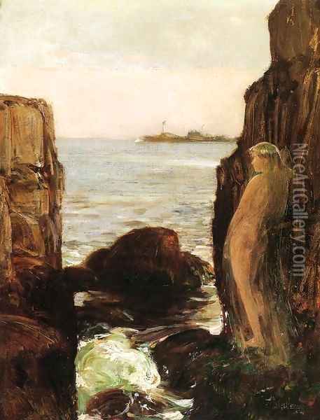 Nymph on a Rocky Ledge Oil Painting - Frederick Childe Hassam