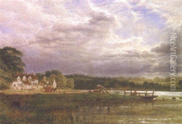 Gunthorpe Ferry Oil Painting - Henry Dawson