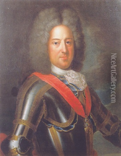 Portrait Du Duc De Lorraine En Armure Oil Painting - Jacob van Schuppen