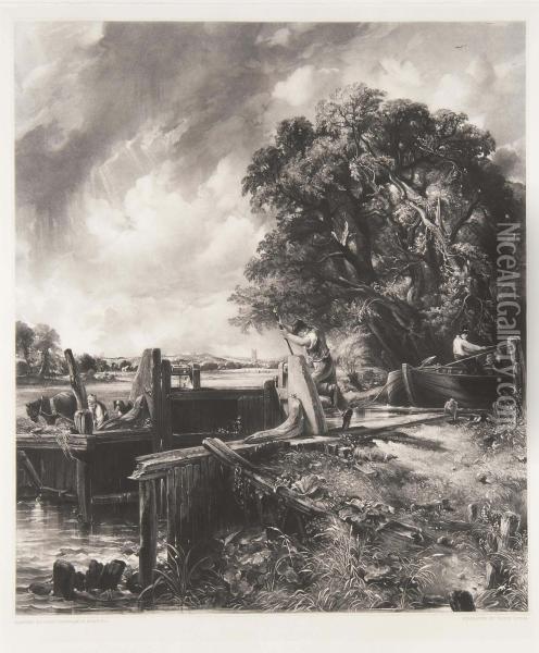 The Lock; And Dedham Vale Oil Painting - David Lucas