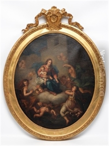 Virgen Con El Nino Y Angeles Oil Painting - D. Francisco Bayeu y Subias