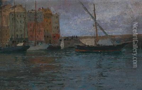 Der Hafen Von Camogli (genua) Oil Painting - Alfred Zoff