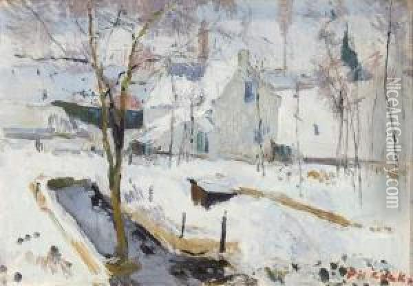 Winterlandschap - Paysage D'hiver (1914) Oil Painting - Philibert Cockx
