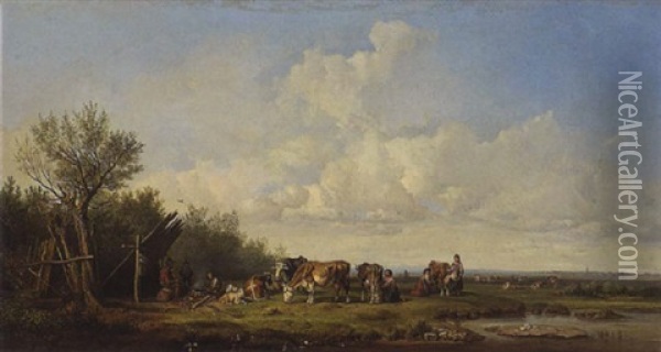 Voralpenlandschaft Oil Painting - Heinrich Buerkel