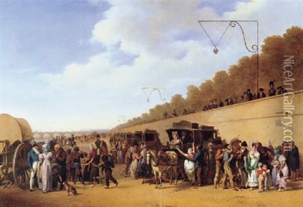 Les Coucous Sur Les Quais Des Tuileries Oil Painting - Louis Leopold Boilly