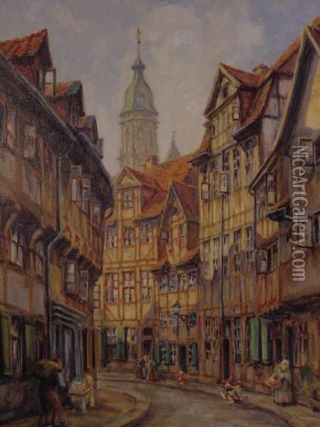 Bethmann,bunte Altstadt Mit Fachwerk Oil Painting - Hans Bethmann