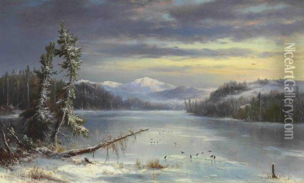 Snowy Landscape Oil Painting - Marie-Regis-Francois Gignoux