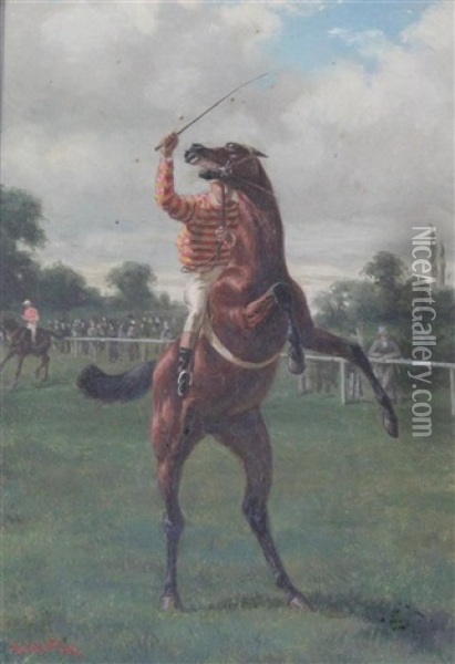 Reluctant Racehorses (pair) Oil Painting - Alfred Charles Havell