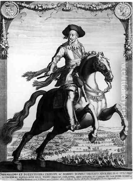 Gustavus Adolphus II King of Sweden on Horseback Oil Painting - Jacob van der Heyden