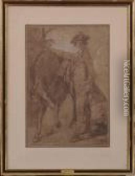 Gentleman And His Mount Oil Painting - Sir Joshua Reynolds