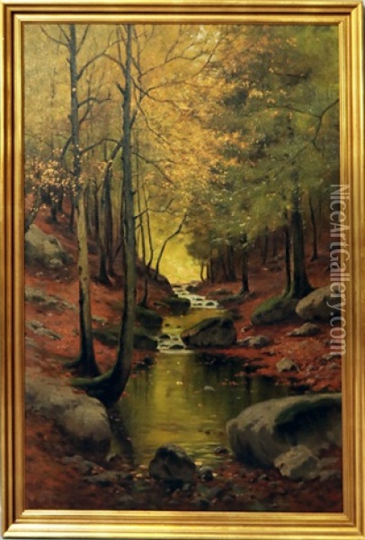 Bachlauf Im Herbst - Stimmung Oil Painting - Konrad Alexander Mueller-Kurzwelly