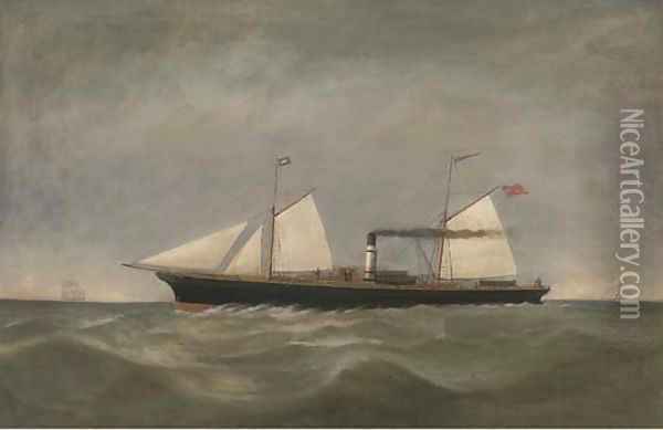 The steamer Eagle under sail and steam Oil Painting - English School